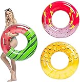 JOYIN 3 Pack 32.5“/82.55 cm Aufblasbares Schwimmreifen,Schwimmring, Sommer Wasser Schwimmreifen groß, Pool Floats Spielzeug Pool-Schwimmspielzeug Schwimmreifen Erwachsene Outdoor Partyzubehör