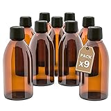 LG Luxury & Grace Set 9 Apothekerflasche, 250 ml. Braunglasflaschen mit Schraubverschluss. Nachfüllbare Flaschen. Dosierung und Lagerung flüssiger Substanzen.