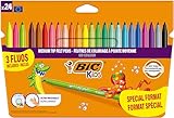 BIC Kids Filzstifte Set Kid Couleur, Fasermaler zum Malen in 24 auswaschbaren Farben, inkl. Neonfarben, im Karton Etui, ab 5 Jahre, 24 Count (Pack of 1)