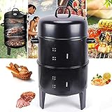 3 in 1 Räuchergrill Watersmoker Hölzerne Räucherfässer, Räucherfässer Smoker Grill Holzkohlegrill,Holzkohle und Räuchermehl können verwendet werden