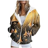 ODJOY-FAN Damen Vintage Oversize Wintermantel Kapuzenjacke Sweatjacke Y2k Teenager Mädchen Sweatshirts Mantel Plüschjacke Hoody Mit Kapuze Tops Hoodie Jacke Zip Hoodie Hooded Coat