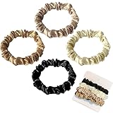 Sularpek Haargummi Seide, 4 Stück Satin Haargummi, Scrunchies Klein, 4 Farben Silk Haarschmuck, Haarschmuck Haarseil für Mädchen Damen