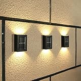 YUNYODA Solar Garten Wandleuchten, 4 Stück Led Wandleuchte Up & Down Light Dekorative Wandbeleuchtung IP65 Wasserdicht Wandleuchten Für Terrasse Treppe