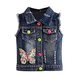 Mud Kingdom Kleine Mädchen Jeansweste Jacke Funkelnd Schmetterling Pailletten 6 Jahre Dunkelblau