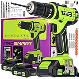 Akkuschrauber NAC Smart 20V Set mit 2x Akku + Zubehör handlichen in einem Koffer, Bohrschrauber das Drehmoment von 40 Nm, LED-Beleuchtung, der gummierte Griff und der Gürtelclip