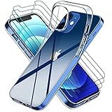 ivoler Hülle Kompatibel für iPhone 12 Mini 5.4 Zoll, mit 3 Stück Panzer Schutz Glas, Dünne Weiche TPU Silikon Transparent Stoßfest Schutzhülle Durchsichtige Handyhülle Kratzfest Case Cover