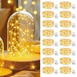 bitjam 16 Stück Mini LED Lichterkette mit Batterie, 2M 3 Modes Kleine Lichterkette Wasserdicht für Party Hochzeit Halloween Beleuchtung Deko (WarmWeiß)