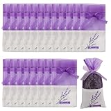 20 Stück Lavendelbeutel Beutel Leere, Säckchen für Lavendel Leer Lila Blumendruck, Lavendelsäckchen zum Befüllen Gegen Motten, Beutel Kordelzug Gaze Baumwolle für Gewürze, Lavendel und Kräuter