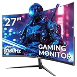 CRUA 27 Zoll Curved Gaming Monitor 165Hz/ 180Hz, PC Bildschirm Full HD 1080P, Rahmenloses 1800R Computerbildschirm mit FreeSync und Eye Care Technologie, unterstützt VESA