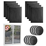 8 Stück Fliegennetz Fenster 130 x 150cm, Insektenschutz Fenster mit Innovativer Klettband Fliegengitter ohne Bohren Fenstergitter Insektenschutz aus Polyester (Schwarz)
