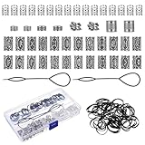 48 Stück Bartperlen zum Klipsen, Bartperle Wikinger Haarperlen zum Klipsen, Bartschmuck Perlen für Dreadlocks Braids Schmuck Dekoration, mit 50 Bartgummis Männer Schwarz & 2 Fädelhilfen & 1 Box