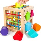 CALLOVE Sortierspiel Montessori Steckwürfel ab 1 Jahr, Lernspielzeug Motorikwürfel mit 8 Steckbausteinen, Holzspielzeug für Kinder ab 1 2 3 Jahre