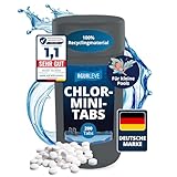 AGUALEVE® Chlor-Minitabs 200 Stück schnelllöslich *NEU* | Sichere Desinfektion | Speziell für kleinere Pools, Aufstellpools, Whirlpools, Planschbecken | Deutsche Markenqualität | mit Note 1,1 getestet