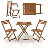 Juskys Balkonmöbel Set Bala - Sitzgruppe 3 teilig aus Holz...