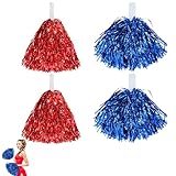 Cheerleader Pompons Rot, Pompoms Cheerleading, Cheerleader Pompons Blau, Cheerleading Pompoms, Pompons Cheerleader, Für Sport Cheers, Tanz Abendkleid Nachtparty Tänze, 2 Stück