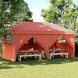 HETFTJN Pop-up Partyzelt 580x292x315 cm Terrakottarot faltbar mit 4 Seitenteilen PVC-beschichtet für Garten Hochzeit Grill und Camping