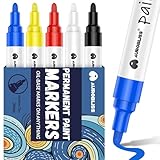 Aurobliss Permanent Marker Bunt 5 Lackstift, Wasserfeste...