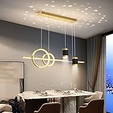 Wandun Esszimmerlampen Esstischlampe LED Pendelleuchten 45W Höhenverstellbar Designer Hängeleuchte Dimmbar Mit Fernbedienung Hängelampe Wohnzimmer Esszimmer Esstisch Küchen, Ø100 cm (Schwarz & Gold)
