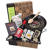 jamon.de Paella-Box Nr. 2 mit Pfanne, Paella-Reis, Gewürzmischung mit Safran, Öl, Salz & Sangria (8-teilig) - inklusive Zubereitungs-Anleitung