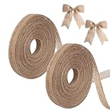 2 Roll Juteband,10 m Juteband Sackleinen Band 1 cm Breit Geschenkband Jute-Stoffband Vintage Jute-Rolle Bastelband für HochzeitssträUßE KräNze Kunsthandwerk Geschenkverpackung