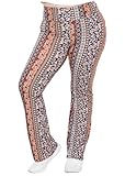 STRETCH IS COMFORT Damen-Yogahose mit hoher Taille, Baumwolle, Bootcut, Größe XL - 7XL, Boho Natural Floral, 2X