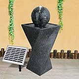 Solar Gartenbrunnen Brunnen Solarbrunnen Zierbrunnen Wasserfall Gartenleuchte Teichpumpe für Terrasse, Balkon, mit Pumpen-instant-Start-Funktion mit Liion-Akku & Led-Licht