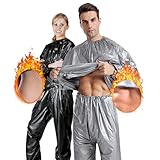 Fitness-Saunaanzug, Einteiler für Sauna, Fitnessstudio, Anzug zum Schwitzen Alles, Schwitzen, Fitness, Saunaanzug, Abnehmen für Damen, Herren, Training Indoor Outdoor, Reißfest (Schwarz, XXL)