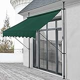 pro.tec Klemmmarkise Stem Markise ohne Bohren 300 x 120 x 220-309 cm Balkonmarkise mit Handkurbel Sonnenschutz Stahlgestell Dunkelgrün