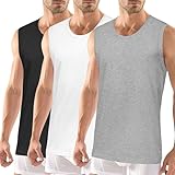 Geyuwoz 3er Pack Unterhemd Herren 100% Baumwolle Tank Top Herren Ärmelloses Unterhemden Feinripp Muskelshirts Sport Männer BWG-2XL-3