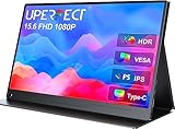 UPERFECT Portable Monitor 15,6 Zoll Tragbarer Monitor 1920 x 1080 Full HD IPS Bildschirm mit HDMI USB C für Laptop PC Handy PS4/5 Switch mit Schutzhülle, VESA-kompatibel