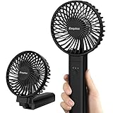 EasyAcc Handventilator, 3350mAh Mini Tragbarer Ventilator mit Powerbank-Funktion, Wiederaufladbar USB Ventilator, Faltbar Kompatibel Lüfter für Konzert, Reisen, Büro und Zuhause - Schwarz