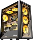 MUSETEX PC Gehäuse ATX,6 PWM ARGB Lüfter vorinstalliert, Mid Tower Gaming PC Gehäuse, Computer gehäuse mit doppelt gehärtetem Glas, USB 3.0, Schwarz, G07S