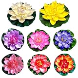 Xoeryoy Schwimmendes Teichdekor für Outdoor -Teiche, 10pcs 4 Zoll künstliche Lotusblume Realistische schwimmende Teichpflanzen für Gartenpool -Fischtankdekoration