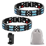 2 Pcs Magnetarmband Herren Noruion Far Infrarot Ionen Armband, Magnetarmband Titanium Power Magnetic Bracelet Infrarot Armband Verstellbare Far Infrarot Ionen Armband Wasserdicht Schweißfest Waschbar