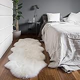 HLZDH Synthetisches Schaffell, Gemütliches Gefühl wie echte Wolle, Teppich aus Kunstfell, Man-Made Luxus Wolle Teppich Sofa Kissen (60 x 160 cm, Weiß 01)