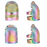 4 Stück Nähfingerhut Einstellbare Fingerhut zum Nähen Kupfer Fingerschutz Sewing Thimble Ring Metall Dazzling Heller Fingerhutring Finger Metallschild Schutz Zubehör für Handnähen Handarbeiten