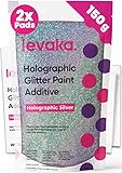 FBGC Levaka 150 Gramm Holographischer Glitzer für Tapete - 2 Polierpads Inklusive - Wandfarbe Kompatibel Mit Jeder Malerfarbe - für Außen- Innenwände und Holz Silber