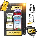 Solakon® 880W Balkonkraftwerk - Balkonkraftwerk 800W komplett Steckdose - neuester 800 Watt Wechselrichter - Solaranlage Komplettset - 440W bifaziale Solarmodule inkl. Zubehör - 5m Kabel