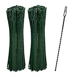 Relaxdays Pflanzenbinder, 400er Set, 22 cm, verstellbare Pflanzenhalter, wiederverwendbar, Befestigung Pflanzen, grün
