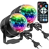 Discokugel, SEBRUANC Disco Lights LED Party Lichter Musikgesteuert Disco DJ Party licht 360° Rotierende Ball Lights 3W RGB Bühnenlichter mit Fernbedienung für Home Geburtstag KTV Weihnachten 2pc