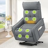 Srfzluxy Fernsehsessel Relaxsessel mit Aufstehhilfe, Elektrisch Massagesessel mit Liege-Funktion Massage & Heizung, TV-Sessel, Ruhesessel, Polstersessel, Wohnzimmer-Sessel mit 2 Fernbedienungen