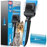 BluePet ZupfZeug Pro Professionelle Hundebürste Langhaar, Flexible Zupfbürste für Hunde & Katzen I Entfernt sanft Unterwolle, Verfilzungen & Knoten