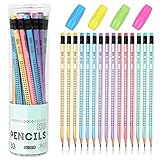 Ailvor HB Bleistifte, 30 Stück Bleistift mit 4 Stück Schreibhilfe, Bleistift Kinder mit Radiergummi für Schule Büro, Schreiben Skizzieren Zeichenwerkzeuge