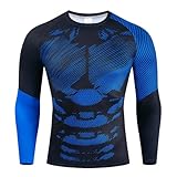 Generisch Kompressionsshirt Herren Langarm Bedrucktes Fitnessshirt Rundhals Fitness Bekleidung Sport Turnhalle Funktionsunterwäsche Stretch Atmungsaktiv Undershirt Schnelltrocknend