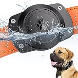 IPX8 Wasserdichter Airtag Hundehalsbandhalter, Halterung für AirTag Hunde- und Katzenhalsbänder, Passend für Halsbänder Aller Breiten (1 Stück-Schwarz)