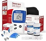 sinocare Safe Accu2 Blutzuckermessgerät, Diabetes-Set mit Blutzuckerteststreifen x 50, Schmerzfrei & Schnell, Wenig Probenvolumen- mg/dL