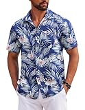 COOFANDY Hawaii Hemd Männer Kurzarm Herren Hawaiihemden Sommer Strandhemd Tropical Shirt mit Tasche Regular Fit DH39 M
