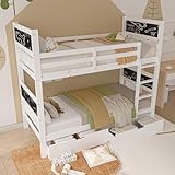 Generisch Kinderbett Etagenbett 90x200 cm, geeignet für 2 Kinder Hausbett, Wieder zusammenbaubar zu einem Holzeinzelbett, Kinderbett, Spielplatz, Jugendbett ohne Matratze