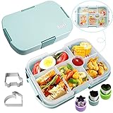 Brotdose Kinder mit Fächern, Kindergarten Lunchbox Auslaufsicher Bento mit 6 Unterteilung, Mikrowelle Jausenbox Schule für Erwachsene, Mädchen, Jungen, Vesperbox Bentobox Lunch Box für Ausflüge