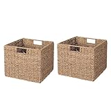 2er-Set Kallax Expedit Regal Korb/Kallax Korb Geflochten / 30 x 30 x 26H cm/Seegras Regalkorb/Faltkorb Flechtkorb/Regalbox Storage Box/Aufbewahrungskorb Regalkorb Faltbar